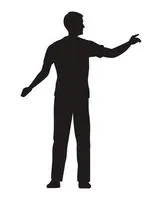 Silhouette of a man used as a scale figure in the site sections