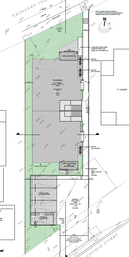 Site plan for houseplex development at 4 Helmcken Road