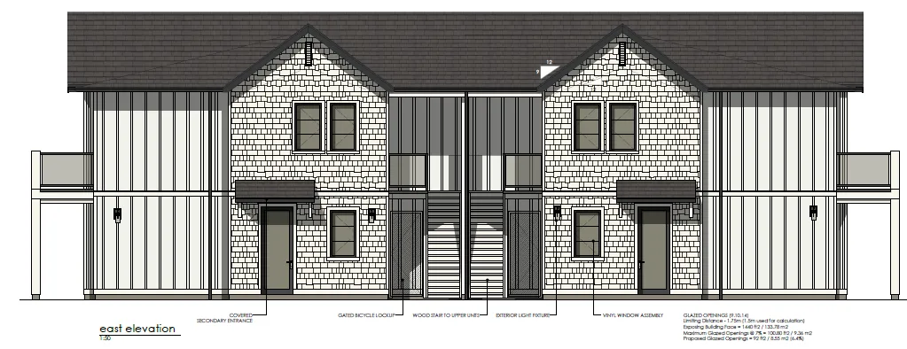 East elevation architectural drawing