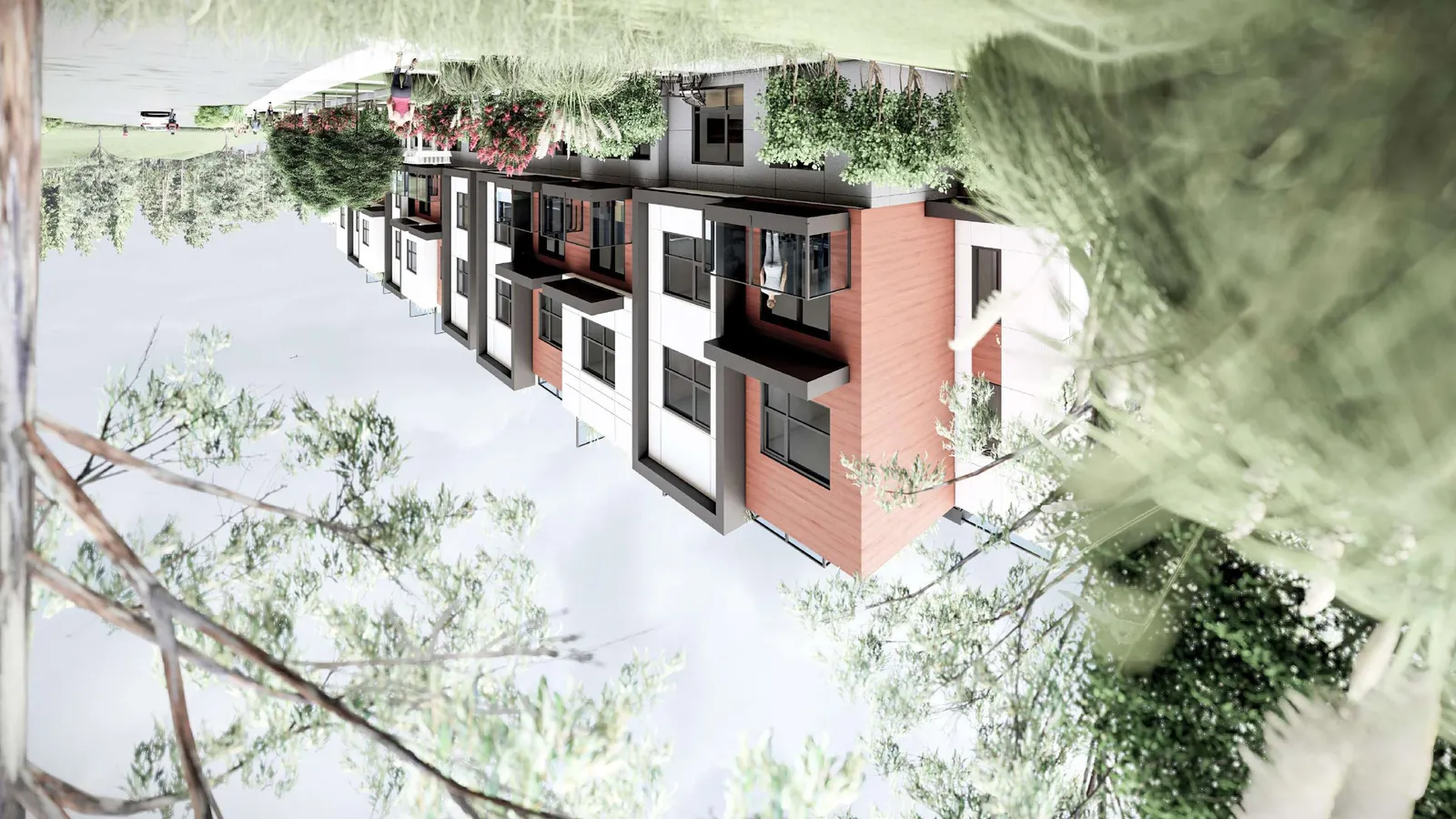Architectural rendering of the townhome development