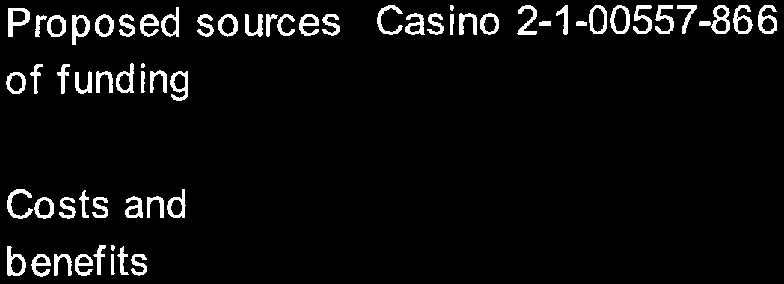 Left portion of the costs and benefits table