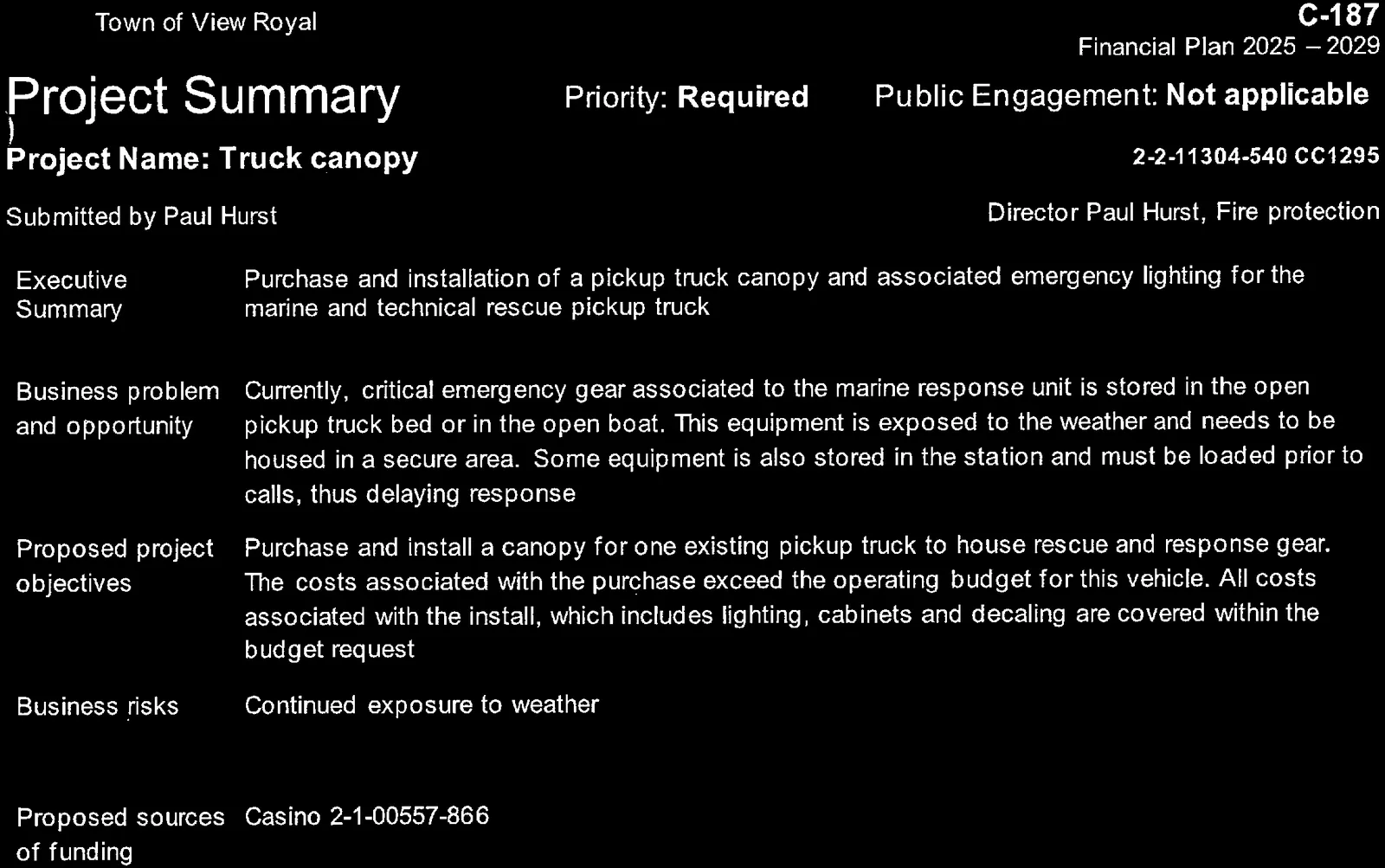 Project summary details and text sections