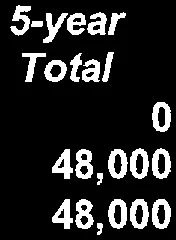 Close-up detail of the 5-year Total column from the costs table