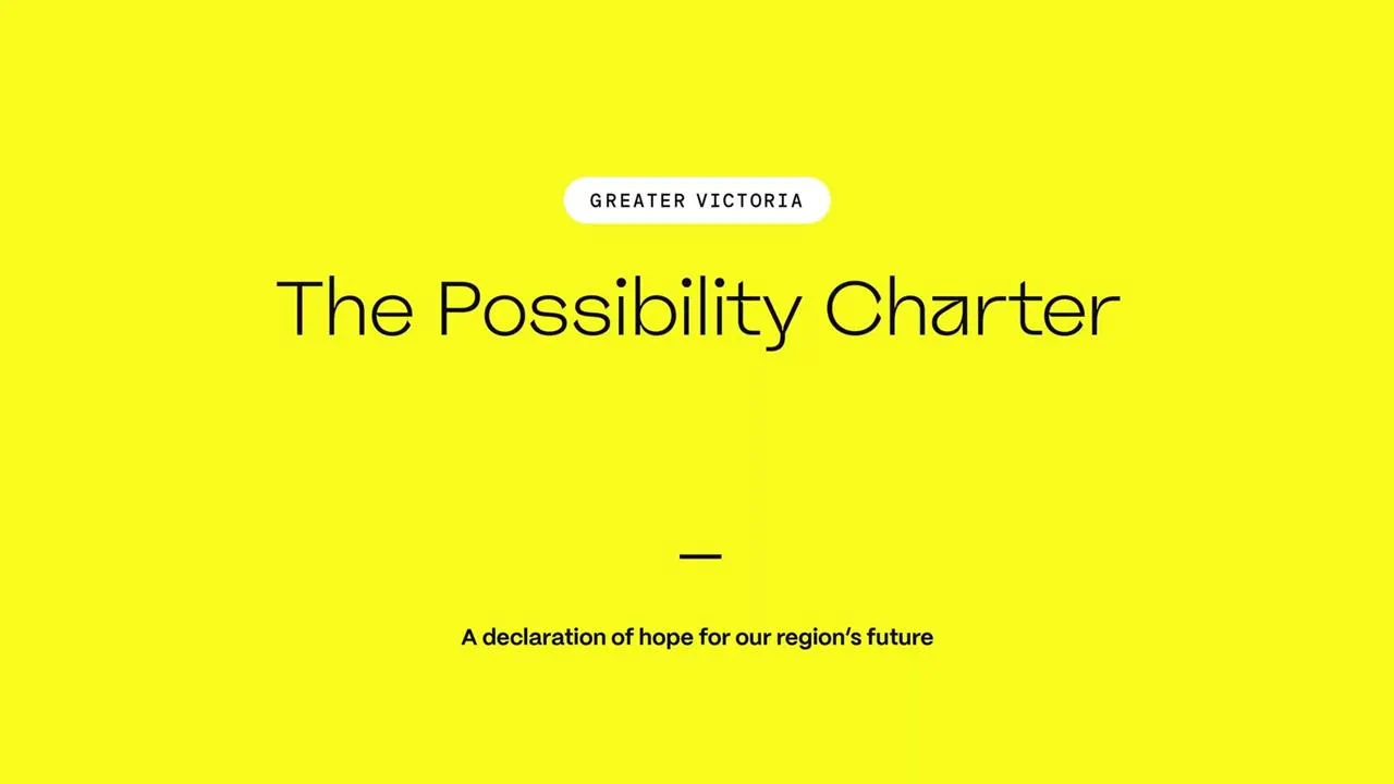 "About The Possibility Charter" document explaining what the charter is, why it is needed, and the required commitment on a black background