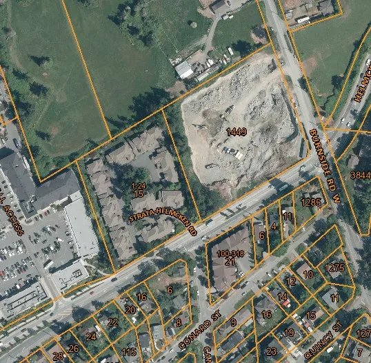 Aerial map of the subject property at 1449 Burnside Rd W