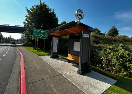 New bus shelter installed on Six Mile Road south of Chilco Road