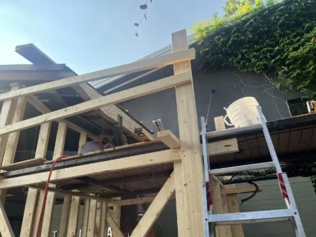 Repair in Progress (July-August) - wood framing exposed