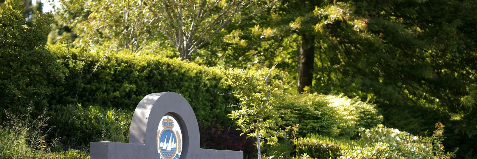Top half of a photo featuring the "Welcome to View Royal" sign