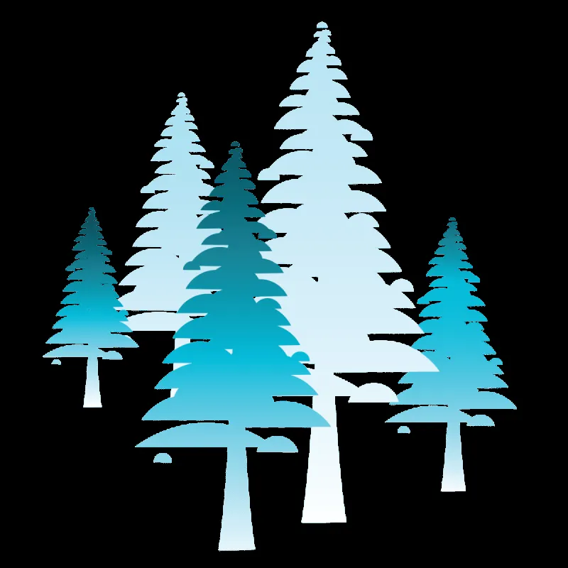 Illustration of blue evergreen trees