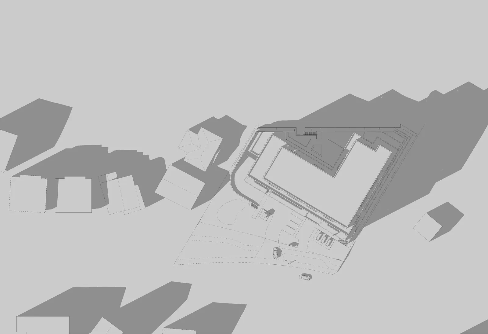 Shadow analysis at 3pm on winter solstice.