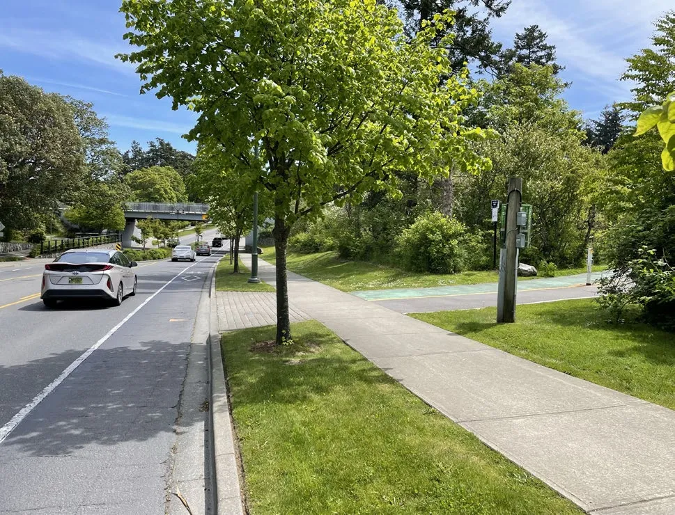 Sidewalk and street view near the subject site