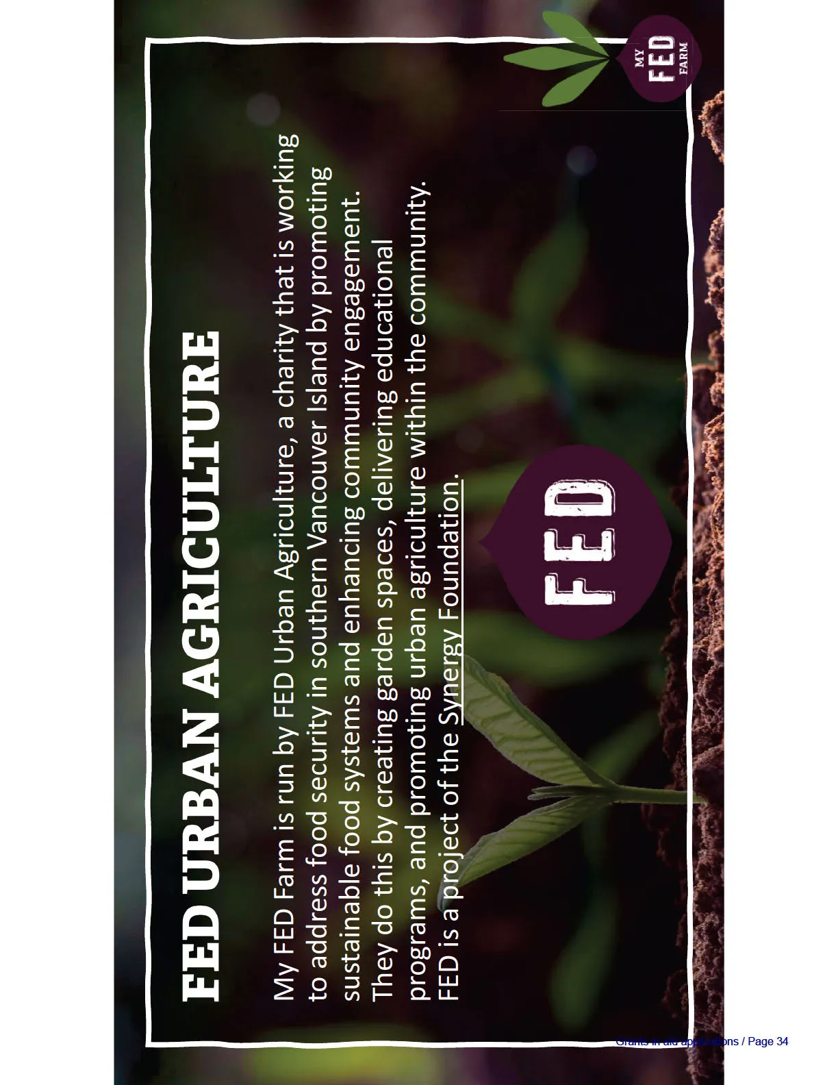 Seedlings growing in dark soil with organizational text overlay