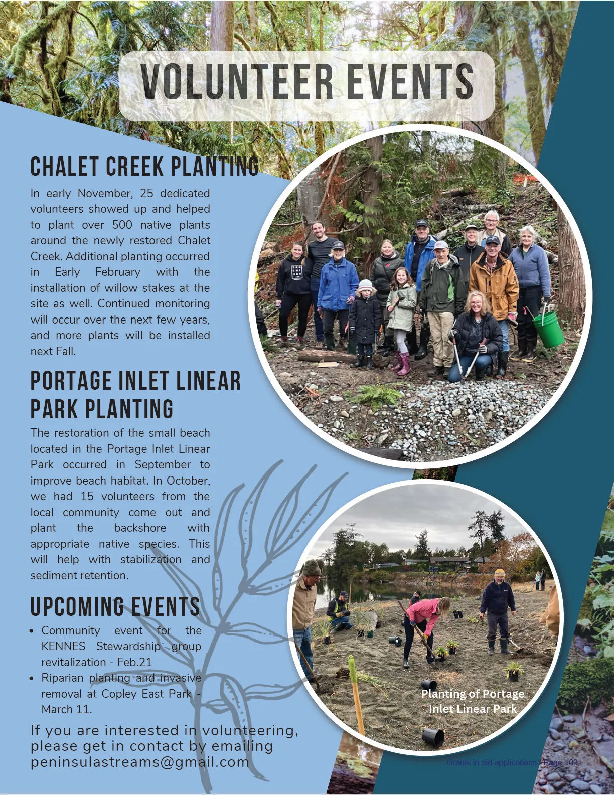 A large group of volunteers at the Chalet Creek planting event