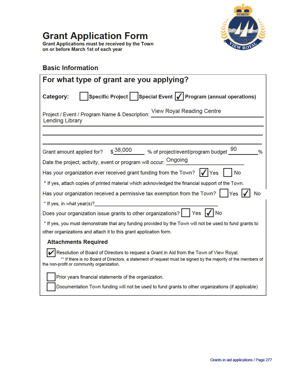 Grant Application Form - Basic Information