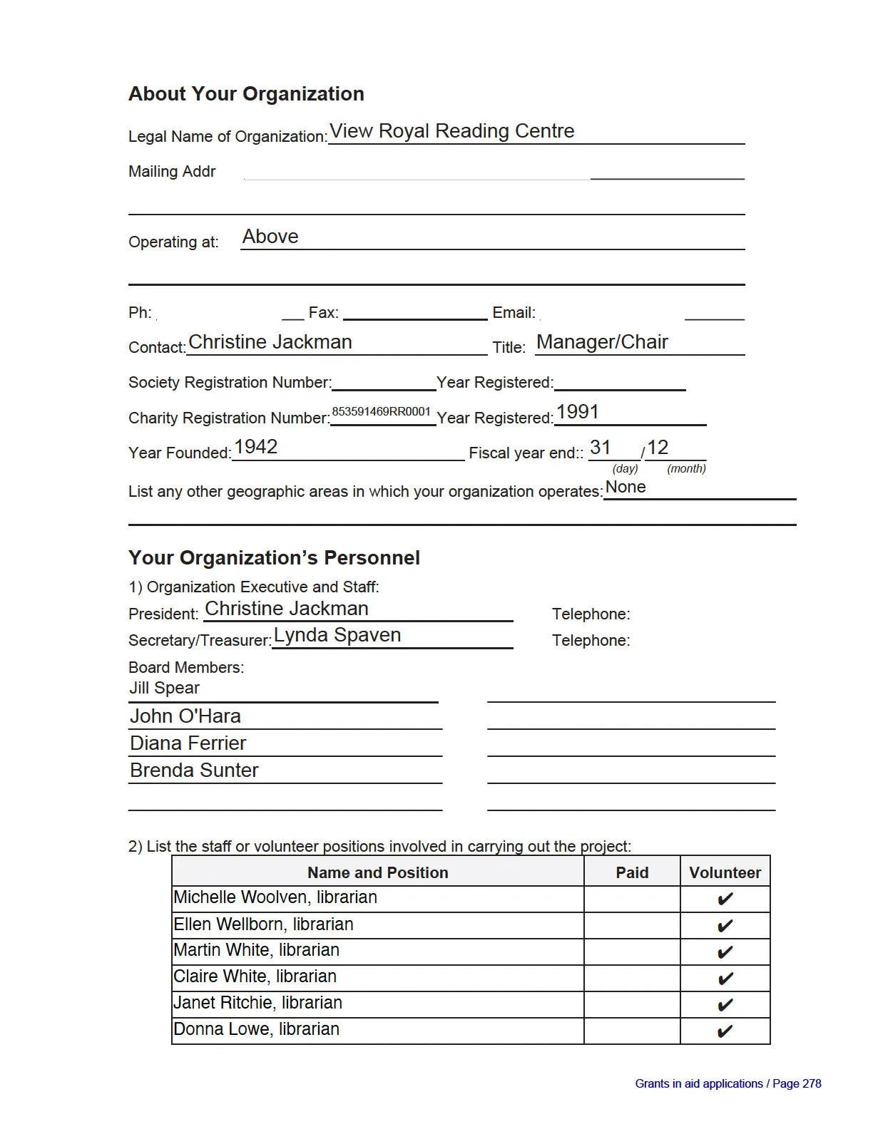 About Your Organization and Personnel