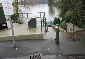 View of concrete pad at upper level