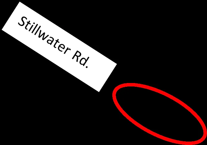 Photo indicating proposed area of pruning to create view corridor