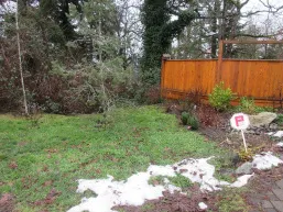 Neighbour on north side of Stillwater Road end. Stillwater shore access is on right side of photo. Exact location of north property line not clear.