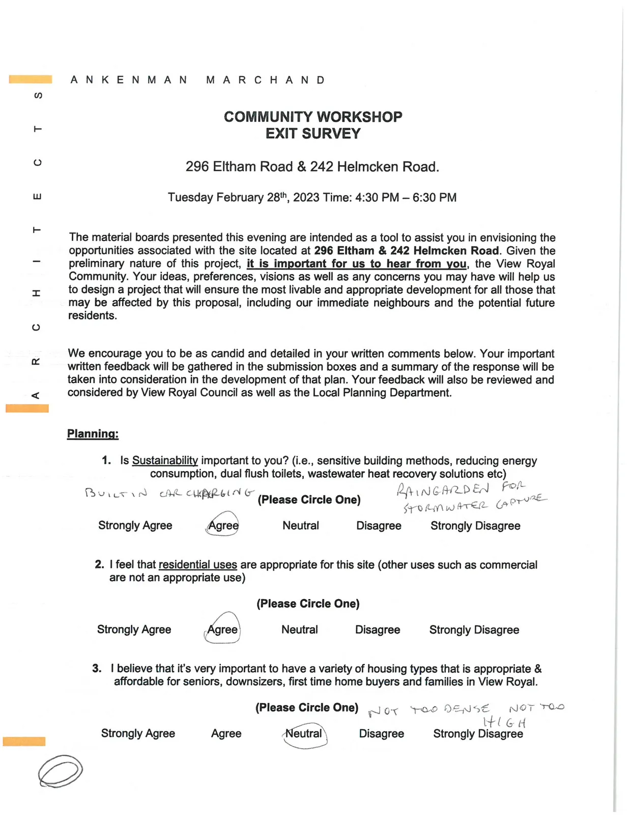 Community Workshop Exit Survey - Planning Section