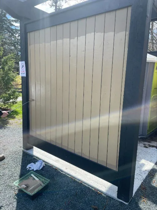 Park enclosure after staff painted over the graffiti