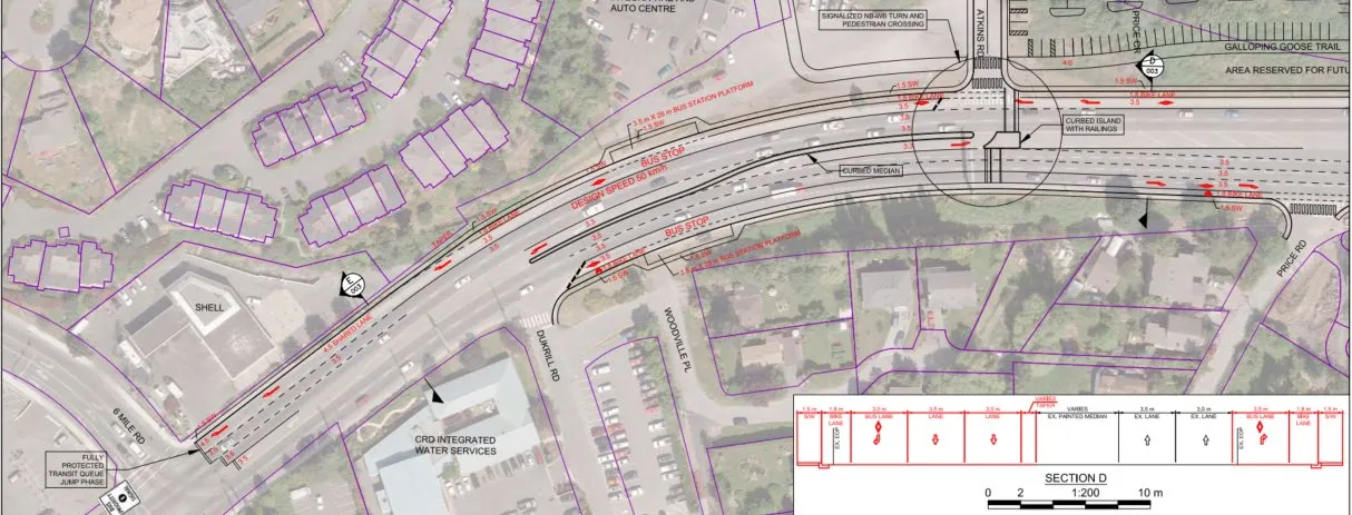 Aerial view of the Goldstream intersection highlighting the proposed N1 - Northbond queue jump lane