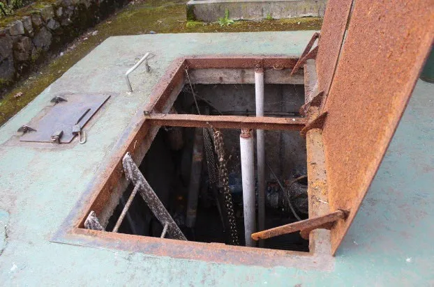 Before picture of pump station wet well access