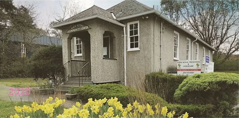 Exterior color photograph of the View Royal Community Center in 2020