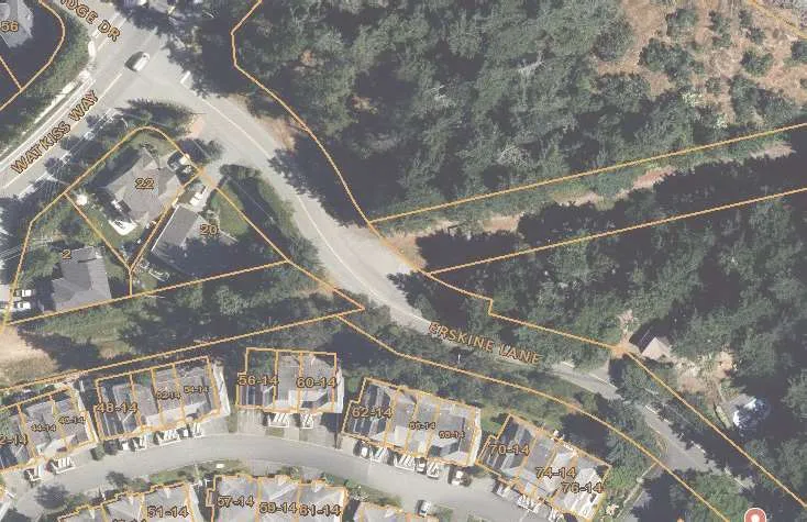 Aerial view of development site with lot labels 1-14, 2-14, 3-14, and 10