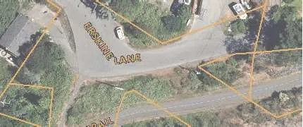 Detail aerial map of Erskine Lane and Galloping Goose Trail context