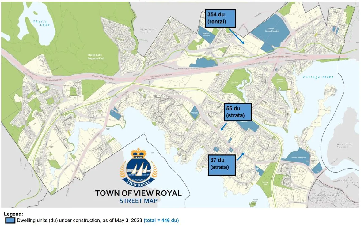 Map identifying total number of dwelling units under construction