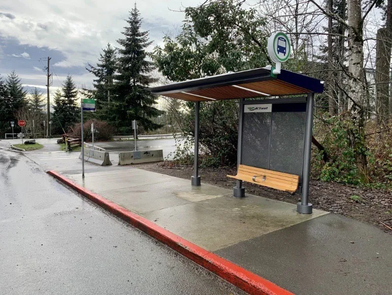 New bus shelter installed at the Thetis Lake main parking lot