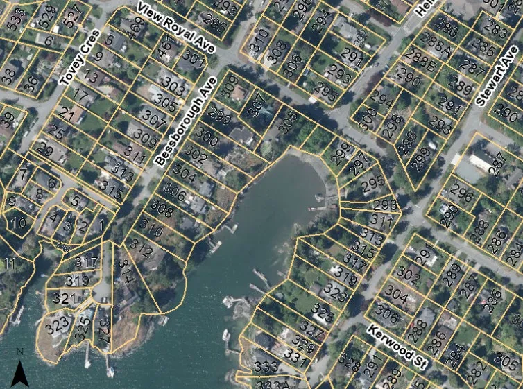 Map of Bessborough Avenue and surrounding area showing property lot lines and numbers
