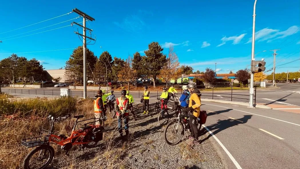 Participants observing current conditions at the Admirals Road / Hallowell Road intersection.