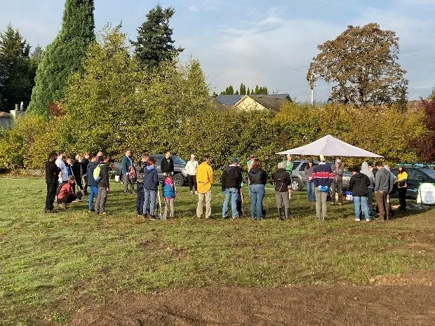 Group of people gathered at View Royal Park for TD Green Team event