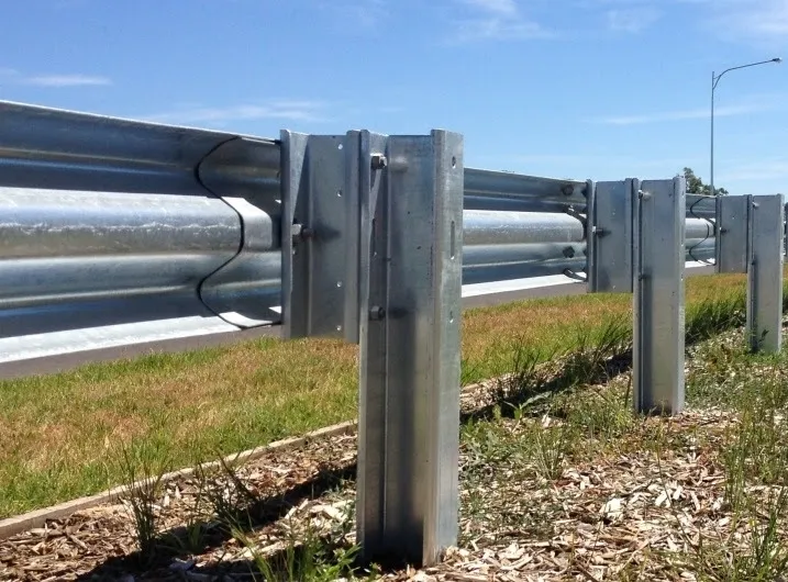 a metal roadside guardrail