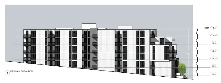 Digital elevation model showing the rear of the building facing the Fire Hall.