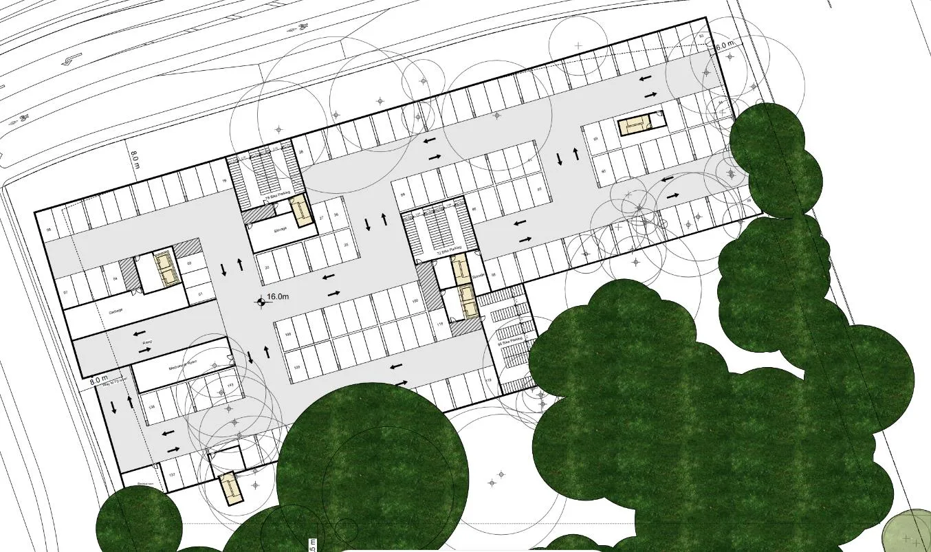 Conceptual rendering of the underground parking level layout