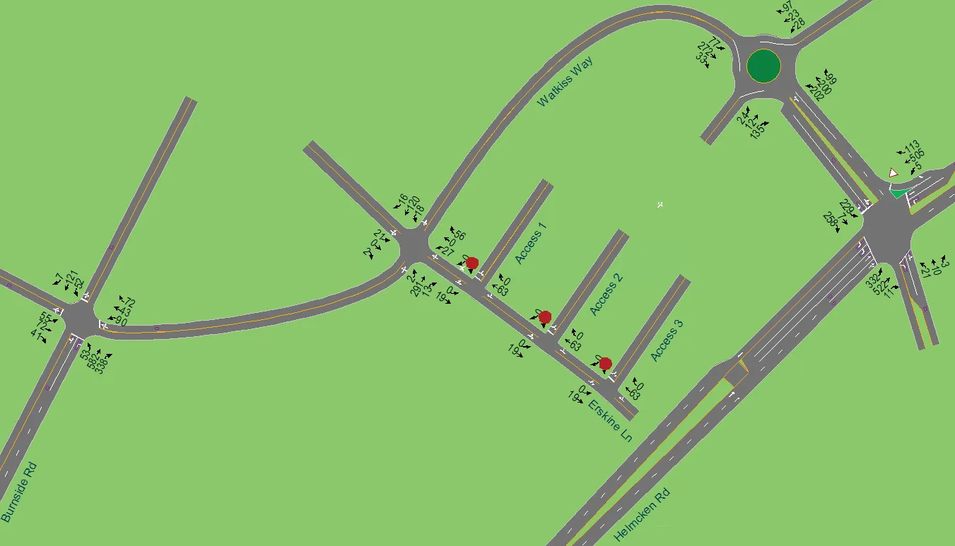 Diagram of background traffic volumes for 2033 AM