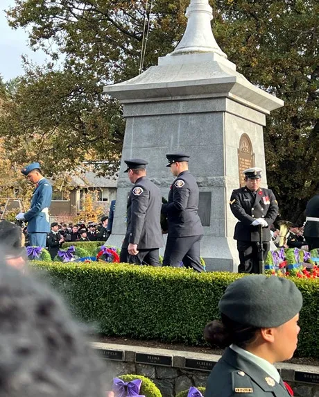 Members at the Esquimalt Cenotaph for the Remembrance Day ceremony