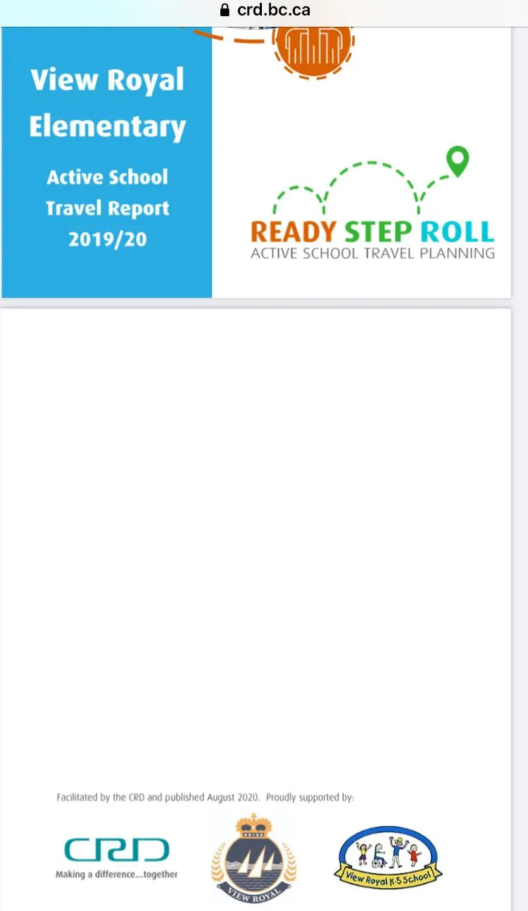 Cover of the View Royal Elementary Active School Travel Report 2019/20