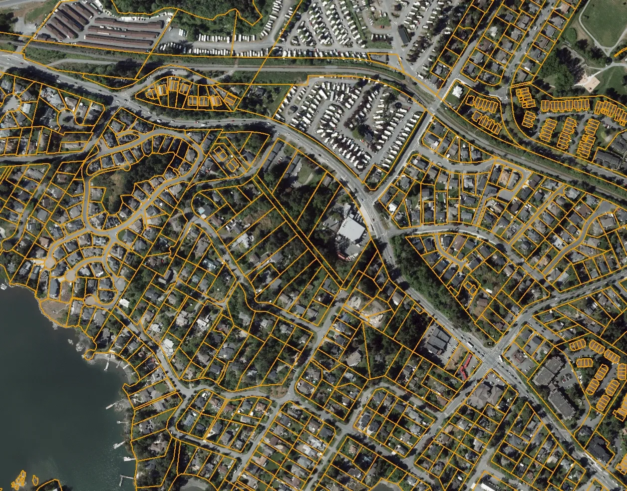 Aerial map of the proposed redevelopment site at 339-345 Island Highway, View Royal, BC, showing parcel boundaries and surrounding context including Island Highway, Prince Robert Dr, Burnett Rd, and the View Royal Fire Hall.