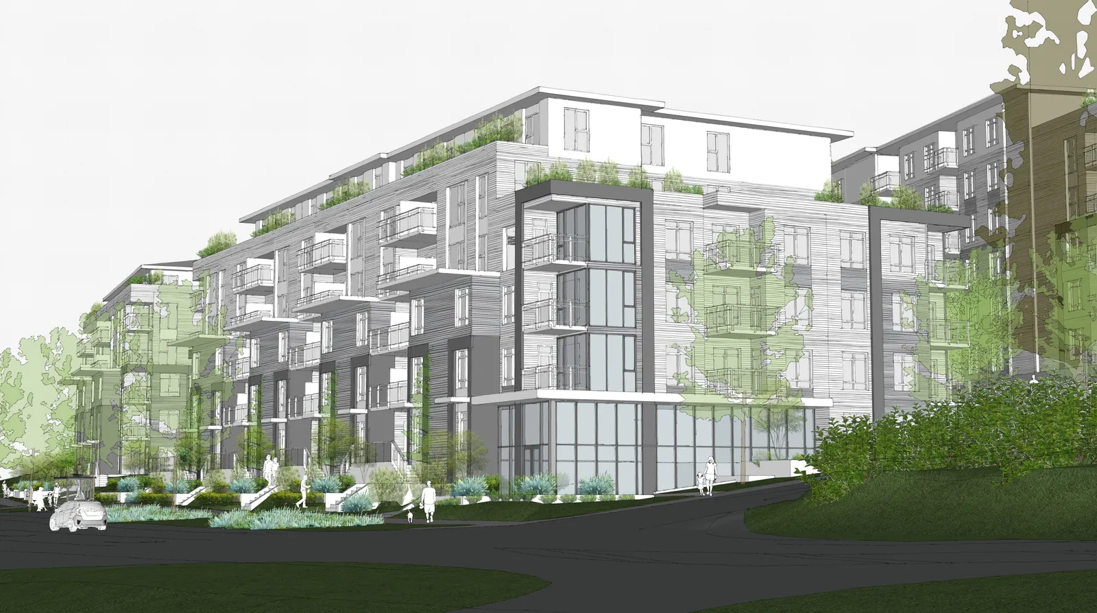 Architectural rendering of the multi-story residential building at 339 Island Highway