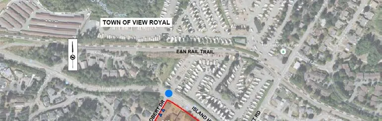 Top half of Figure 1 map showing Town of View Royal and E&N Rail Trail