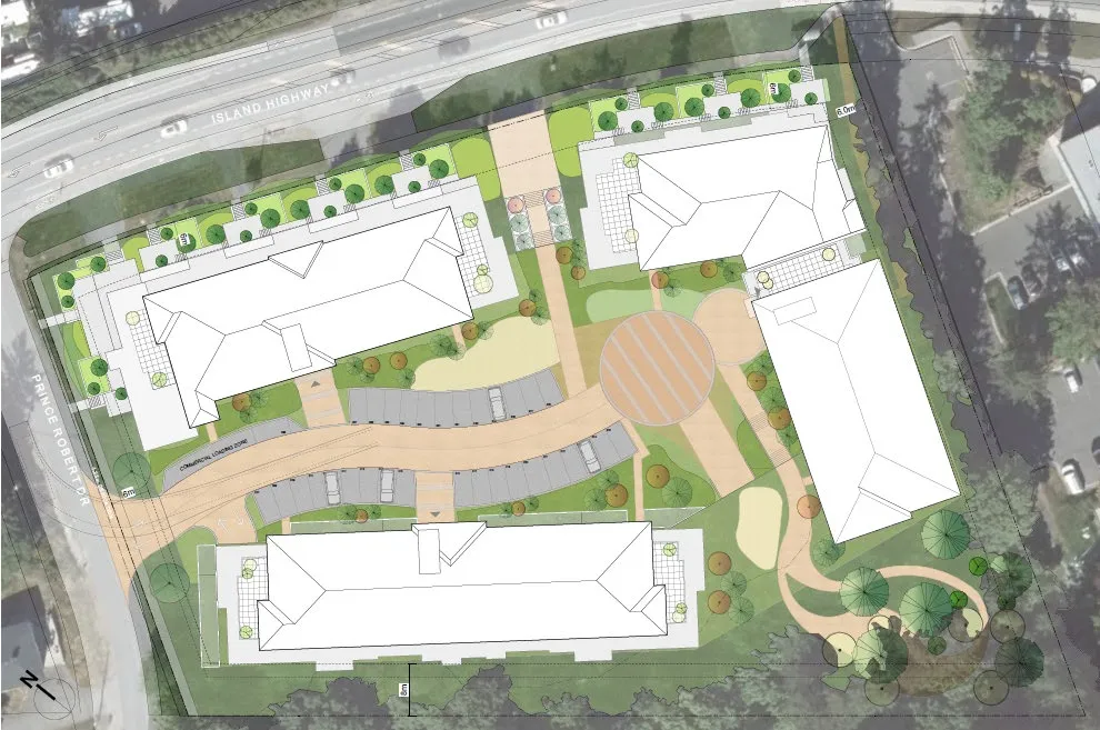 Conceptual site plan proposal showing building locations 1, 2, and 3