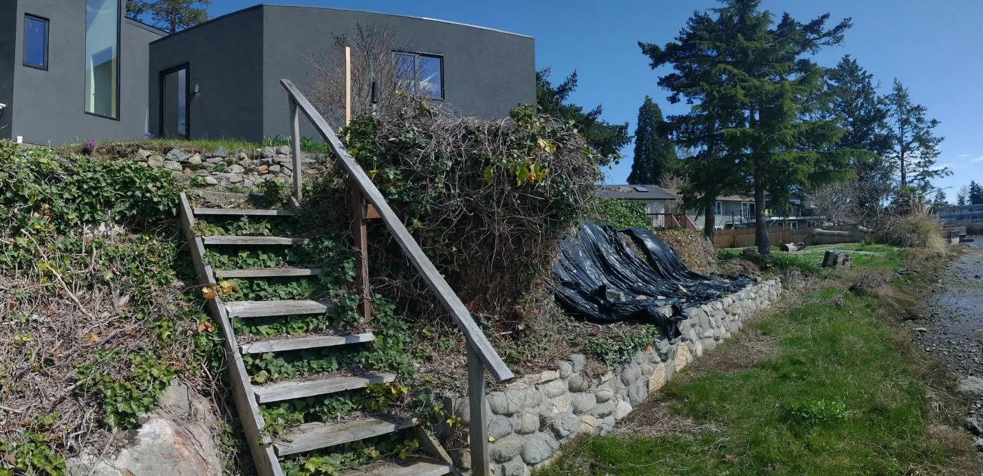 Figure 6. Photo of stairs and retaining walls on slope to be replaced