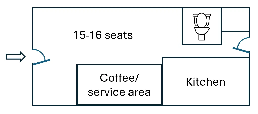 General layout for a 61.9m2 cafe