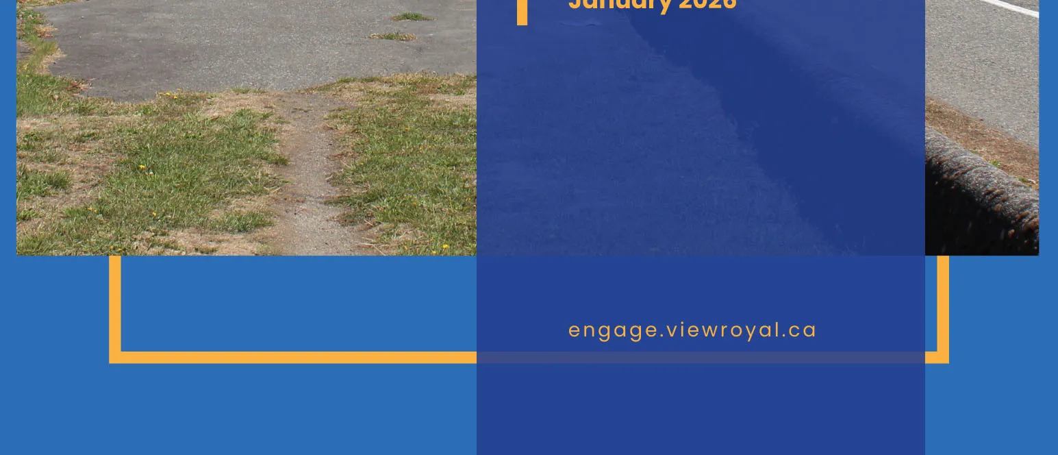 Bottom section of the cover showing a grassy area and the website "engage.viewroyal.ca"