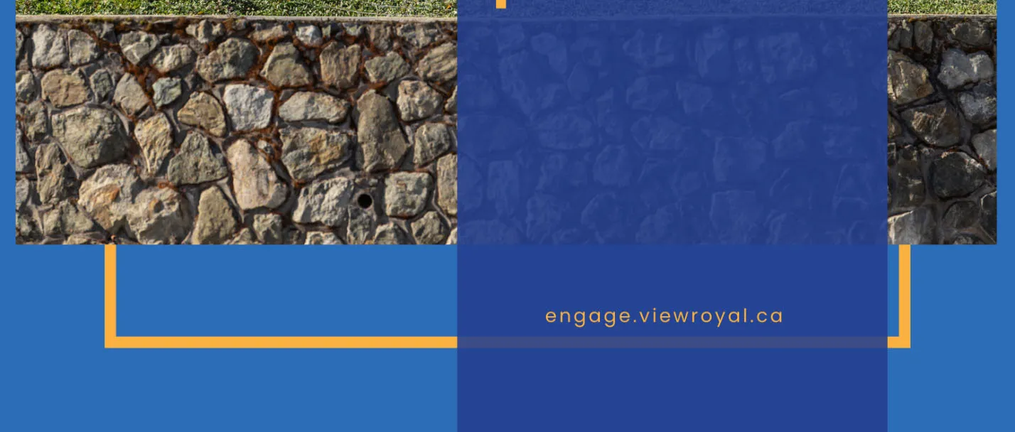 Bottom portion of cover page showing a stone wall and the website "engage.viewroyal.ca"
