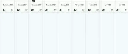 Project schedule timeline showing milestones from September 2027 to May 2028