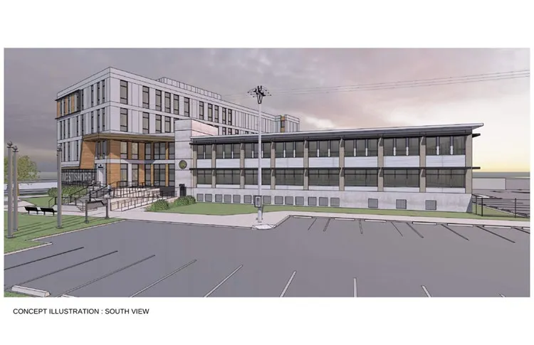 Concept illustration of the West Shore RCMP facility expansion south view